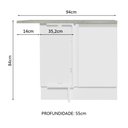 Ver imagem 3 de Balcão Armário de Cozinha de Canto 1 Porta Branco Glamy Madesa