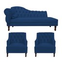 Ver imagem 1 de Kit Divã Cancun 140cm Braço Direito + 2 Poltronas Genesis Azul Marinho