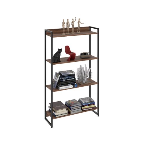Estante Multiuso Para Escritório Industrial 04 Prateleiras Areta 145x80cm C01 Nogal - Lyam Decor