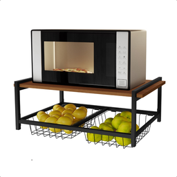 Fruteira de Parede com 2 Cestos Aço Estilo Industrial Preto - 2