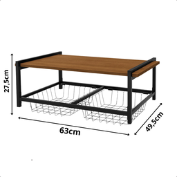 Fruteira de Parede com 2 Cestos Aço Estilo Industrial Preto - 3