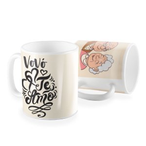 Caneca vovó te amo rose coração