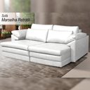 Ver imagem 2 de Sofá Decorativo Sala de Estar Marselha Retratil Manual 4 Lugares 250cm Couro Branco - Mozzelar