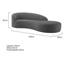 Ver imagem 5 de Divã Recamier Orgânico França 160cm Lado Direito Linho Adj Decor Cinza