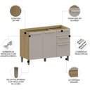 Ver imagem 6 de Balcão de Cozinha para Pia 120cm Mirella Freijó/cinammon L01 - Mpozenato