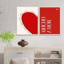 Ver imagem 2 de Kit 2 Quadros Coração - Mucho Amor 24x18cm - com Vidro:moldura Preta