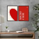 Ver imagem 1 de Kit 2 Quadros Coração - Mucho Amor 24x18cm - com Vidro:moldura Preta
