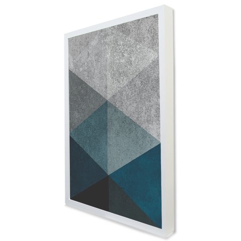 Quadro Decorativo Caixa Geométrico Triângulos Inverse  TaColado Moldura Caixa 3cm Madeira com Vidro 