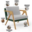 Ver imagem 4 de Kit 04 Poltronas Decorativas Sala Estar Pietra L02 Facto Verde Musgo Linho Cinza - Lyam Decor
