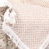 Manta Sofá Bege Clássica 2,30x1,50 com Franja Tecido Jacquard - 2