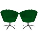 Ver imagem 1 de Kit 2 Poltronas Decorativa Pétala Base Giratória Metal Suede Verde Mz Decor
