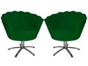 Ver imagem 1 de Kit 2 Poltronas Decorativa Pétala Base Giratória Metal Suede Verde Mz Decor