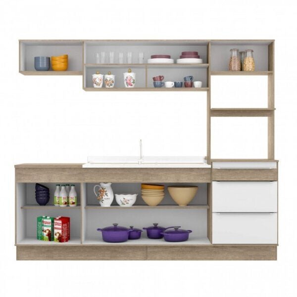 Cozinha Compacta 7 Portas 3 Gavetas com Rodapé Slim Decibal