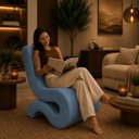 Ver imagem 2 de Poltrona Decorativa Marina Suede Design Orgânico Moderno