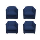 Ver imagem 1 de Kit 4 Poltronas Decorativa Biane Suede Azul Marinho Pés Cromado Ms Decor
