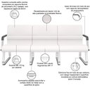 Ver imagem 3 de Cadeira Longarina 3 Lugares Recepção com Braço Pés Cromado Lev P03 Vinil Branco - Lyam Decor