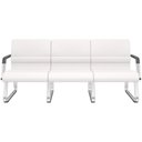 Ver imagem 1 de Cadeira Longarina 3 Lugares Recepção com Braço Pés Cromado Lev P03 Vinil Branco - Lyam Decor