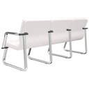 Ver imagem 5 de Cadeira Longarina 3 Lugares Recepção com Braço Pés Cromado Lev P03 Vinil Branco - Lyam Decor