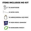 Ver imagem 2 de Adaptador para Máquina de Lavar Louça + Mangueira + Sifão Copo Universal + Abraçadeira 1" + Fita Ved