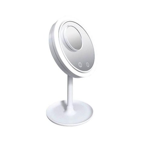 Espelho Maquiagem LED Ventilador Touch Screen Usb Zoom 5x