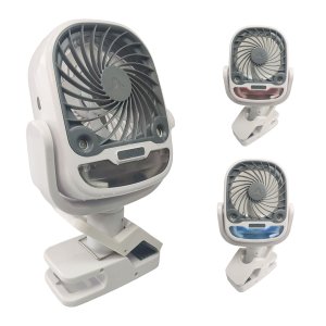 Ventilador de Mesa Umidificador Bateria Recarregavel Usb Garra 3 Velocidades Giratorio 360 Graus Ver