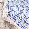 Manta para Sofá Estampada Azul Geométrica 1,50x1,50 + 3 Almofadas Decorativas 45x45cm com Re - 4