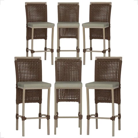 6 Banqueta em Alumínio Roma Fendi Corda Náutica Tecido 8