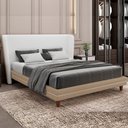Ver imagem 1 de Cama Japonesa com Cabeceira Corea King Courino Bege / Bouclé Suave Off White - Sallar Home