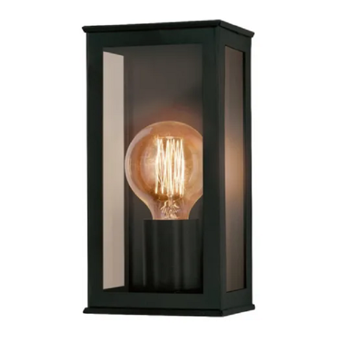 Arandela Alumínio Preta Com Vidro