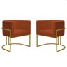 Kit 2 Poltronas Decorativa Nayara Base Ferro Dourado Twdecora Suede - 1