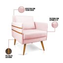 Ver imagem 5 de Kit 02 Poltronas Mari Suede Pés Palito Castanho Rosa Bebê