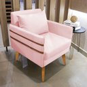 Ver mais imagens de Kit 02 Poltronas Mari Suede Pés Palito Castanho Rosa Bebê
