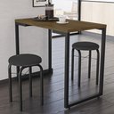 Ver imagem 1 de Conjunto Mesa De Cozinha 90cm 2 Banquetas Castanho
