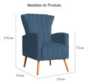 Ver imagem 5 de Poltrona Pés Palito Decorativa Melinda Sala Veludo; Desenho do Tecido:Liso:Azul-Royal