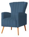 Ver imagem 2 de Poltrona Pés Palito Decorativa Melinda Sala Veludo; Desenho do Tecido:Liso:Azul-Royal