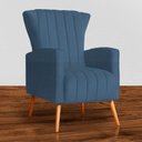Ver imagem 6 de Poltrona Pés Palito Decorativa Melinda Sala Veludo; Desenho do Tecido:Liso:Azul-Royal