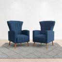 Ver imagem 7 de Poltrona Pés Palito Decorativa Melinda Sala Veludo; Desenho do Tecido:Liso:Azul-Royal