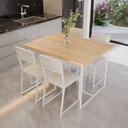 Ver imagem 1 de Conjunto Mesa de Jantar Retangular Pinus 4 Cadeiras Branca Riviera Industrial Don Castro Decor Rivie