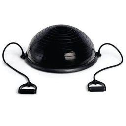 Meia Bola Bosu Ball Suíça Com Bomba Alças Pilates Yoga Step Preto - 1