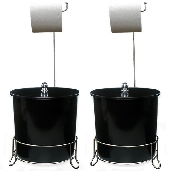 Kit 02 Suporte Papel Higiênico com Lixeira Acoplada 304 - 1