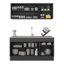 Ver imagem 6 de Armário de Cozinha Compacta 150cm com Rodapé Veneza Multimóveis V2114 Preto/Branco