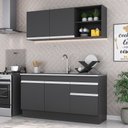 Ver imagem 3 de Armário de Cozinha Compacta 150cm com Rodapé Veneza Multimóveis V2114 Preto/Branco