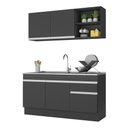 Ver imagem 1 de Armário de Cozinha Compacta 150cm com Rodapé Veneza Multimóveis V2114 Preto/Branco