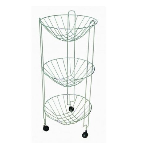 Fruteira Tripla Redonda com Rodas 68x30cm