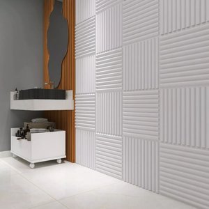 Kit 10 Placas 3d Ripado Branco 50x50cm (2,5m²)