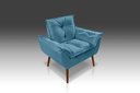 Ver imagem 1 de Poltrona Opala Azul Tiffany Tecido Suede, Pés Palito Preenchido com Fibra Siliconada - Casa da Poltr