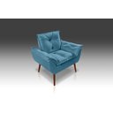 Ver imagem 1 de Poltrona Opala Azul Tiffany Tecido Suede, Pés Palito Preenchido com Fibra Siliconada - Casa da Poltr