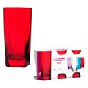 Ver imagem 1 de Copos Vidro Bali Quadrado 320Ml Vermelho 12 Und Colorido