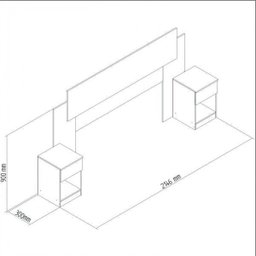Cabeceira Casal 265cm MDP com 2 Mesas de Apoio para Dormitórios - 4