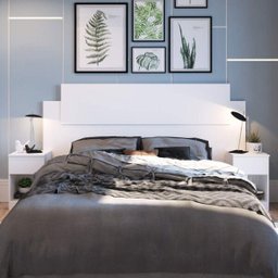 Cabeceira Casal 265cm MDP com 2 Mesas de Apoio para Dormitórios - 2